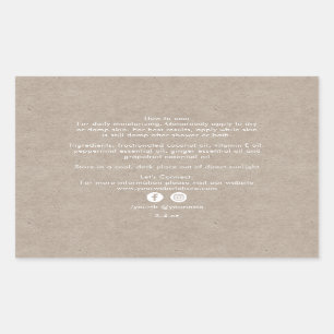 Organic Beauty Product Ingredients Kraft Rectangul Rectangular Sticker