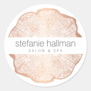 Organic Beauty Rose Gold Tree Rings Classic Round Sticker