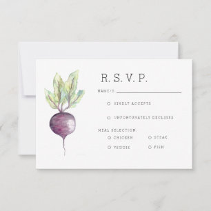 Organic Beet  Veggie Watercolor RSVP Card