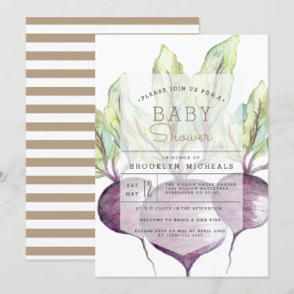 Organic Beets | Veggie | Watercolor Baby Shower Invitation