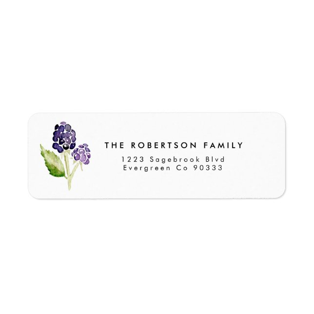 Organic Blackberry Duo Watercolor Address Label (Front)