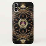 Organic Bohemian Peace Flower Case-Mate iPhone Case<br><div class="desc">Nature Forest Organic Samsung Galaxy S5 case made with dark earthy nature tones geometric optical patterns centred with a golden sun peace symbol | art by webgrrl.biz</div>