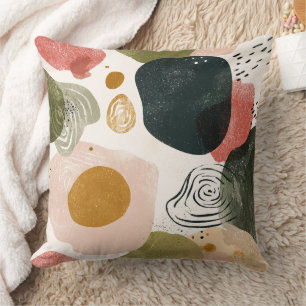Organic Boho Abstract Pattern in Earthy Muted Tone Cushion