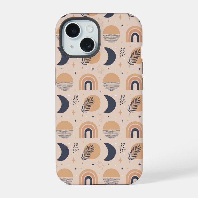Organic Boho Pattern iPhone 15 Case (Back)