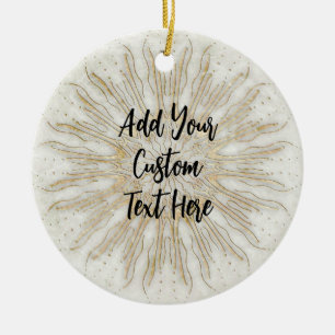 Organic boho style sunburst mandala golden white ceramic tree decoration