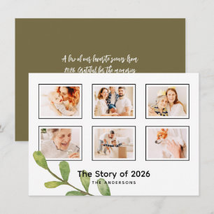 Organic Botanical 6 Photo Year in Review Family Holiday Card
