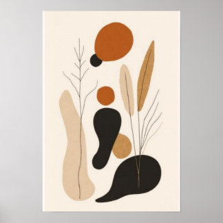 Organic Botanical Abstraction | Earth Tone Minimal Poster