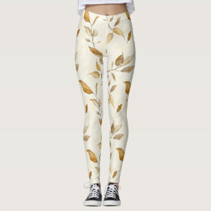 Organic Botanical Leaf and Twig Earthy Brown Leggings