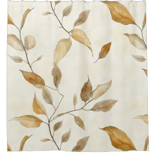 Organic Botanical Leaf and Twig Earthy Brown Shower Curtain