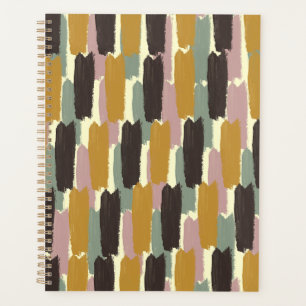Organic Brushstroke Stripe Retro Botanical Planner