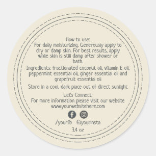 Organic Business Beauty Product Ingredient Antique Classic Round Sticker