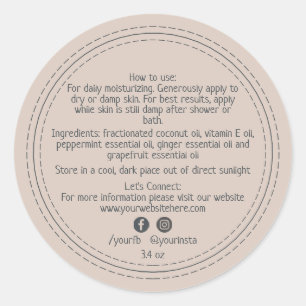 Organic Business Beauty Product Ingredient Purple Classic Round Sticker