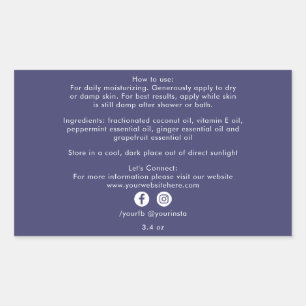 Organic Business Product Ingredients Navy Blue Rectangular Sticker