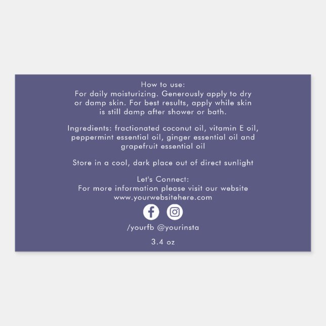 Organic Business Product Ingredients Navy Blue Rectangular Sticker (Front)