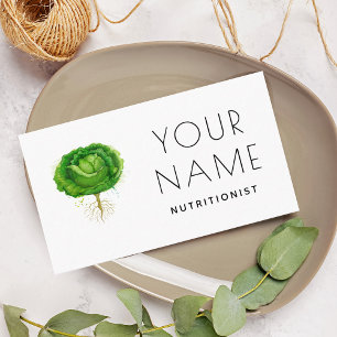 Organic Cabbage Watercolor Vegetable Nutritionist  Business Card