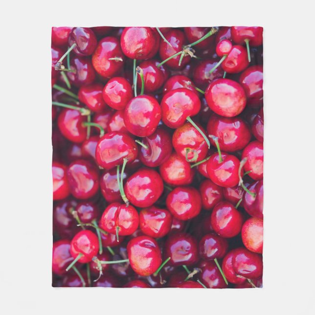 Organic California Cherries Celebration Fleece Blanket (Front)