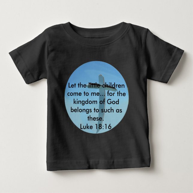 Organic Christian Scripture Matthew 19:14 Baby T-Shirt (Front)