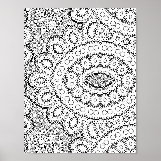 Organic Clustered Pattern Intricate Colouring Page Poster (Front)