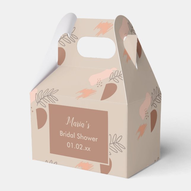 Organic Collage Leaf Earth Tone Wedding Favour Box (Front Side)