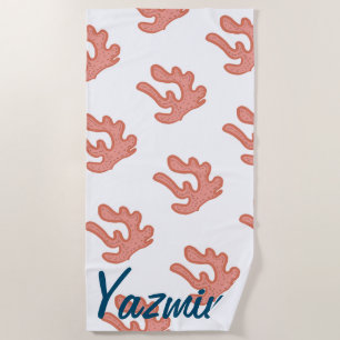 Organic Coral Reef Botanical Floral Beach Art Towel