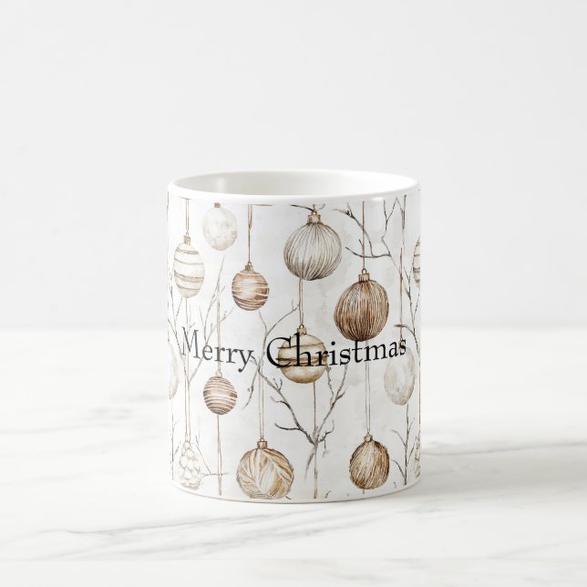 Organic Cream Tan Christmas Ornaments Coffee Mug (Center)