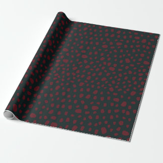 Organic Crimson Dots on Dark Green Wrapping Paper