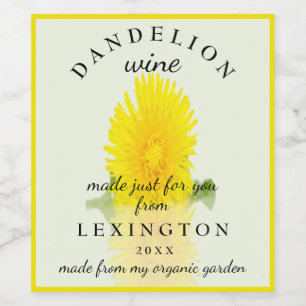 Organic Dandelion Wine Homemade Label
