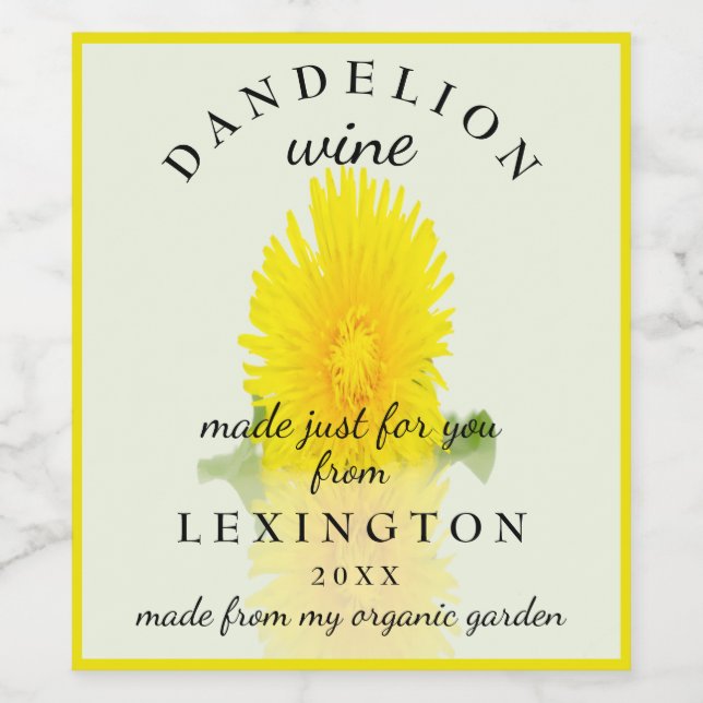 Organic Dandelion Wine Homemade Label (Single Label)