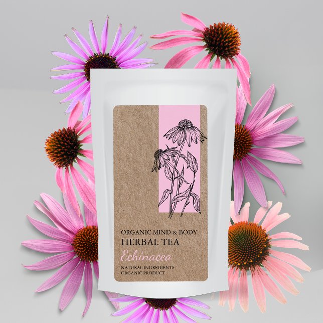 Organic Echinacea Herbal Tea Kraft Business Label (Creator Uploaded)