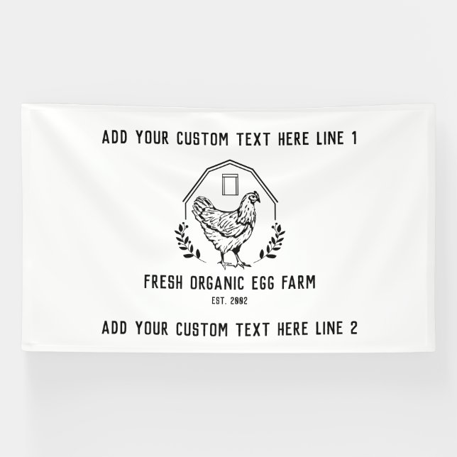 Organic Egg Farm Farmhouse Rustic Chicken  Banner (Horizontal)