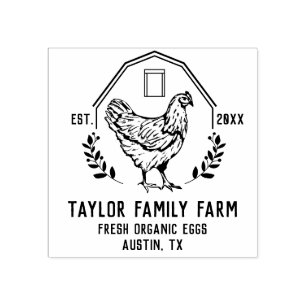 Organic Eggs Family Farm Vintage Rustic Chicken Ru Rubber Stamp