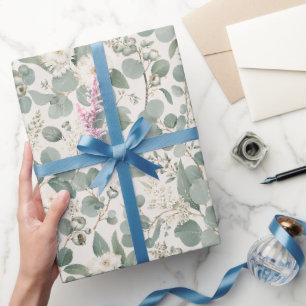 Organic Eucalyptus and Modern Blooms Wrapping Paper