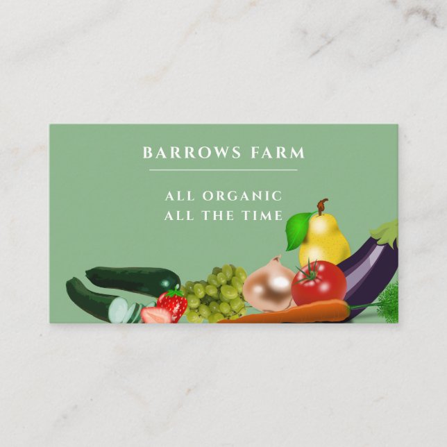 Organic Farm Fresh Picked Veggies Business Card (Front)