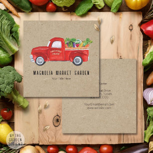 Organic Farm Truck Veggies Chicken Farmers Market Square Business Card