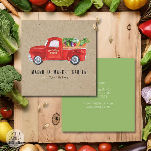 Organic Farm Truck Veggies Chicken Farmers Market Square Business Card