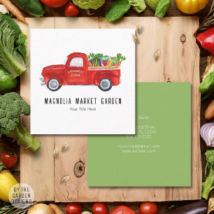 Organic Farm Truck Veggies Chicken Farmers Market Square Business Card