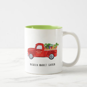 Organic Farm Truck Veggies Chicken Farmers Market Two-Tone Coffee Mug