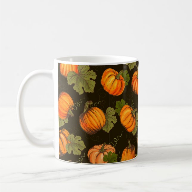 Organic farm vegetables seamless pattern with oran coffee mug (Left)