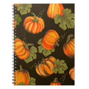 Organic farm vegetables seamless pattern with oran notebook
