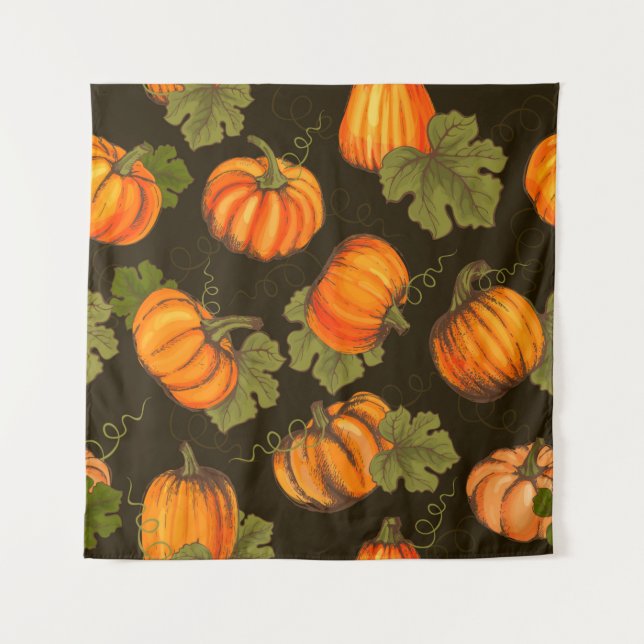 Organic farm vegetables seamless pattern with oran tapestry (Front)