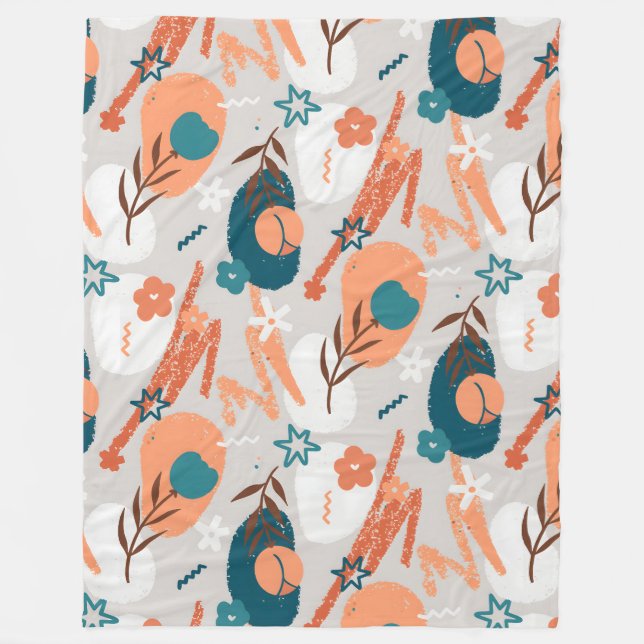 Organic Flat Floral Fleece Blanket (Front)