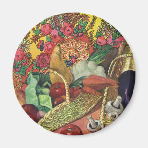 Organic Food, Garden Vegetables, Blooming Flowers Magnet