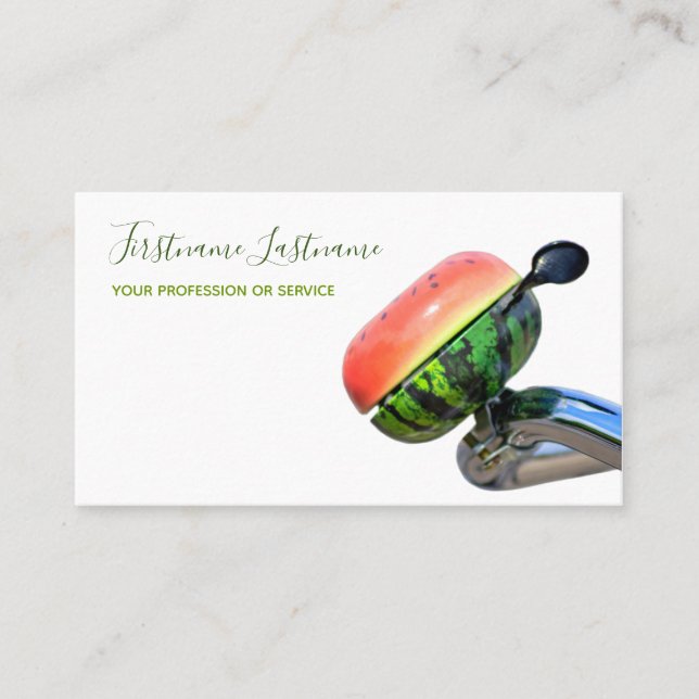 Organic fruit fresh food delivery melon bike bell business card (Front)