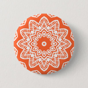 Organic Geometry 012 - White on Orange 6 Cm Round Badge