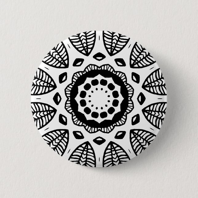 Organic Geometry 016 - Black on White 6 Cm Round Badge (Front)