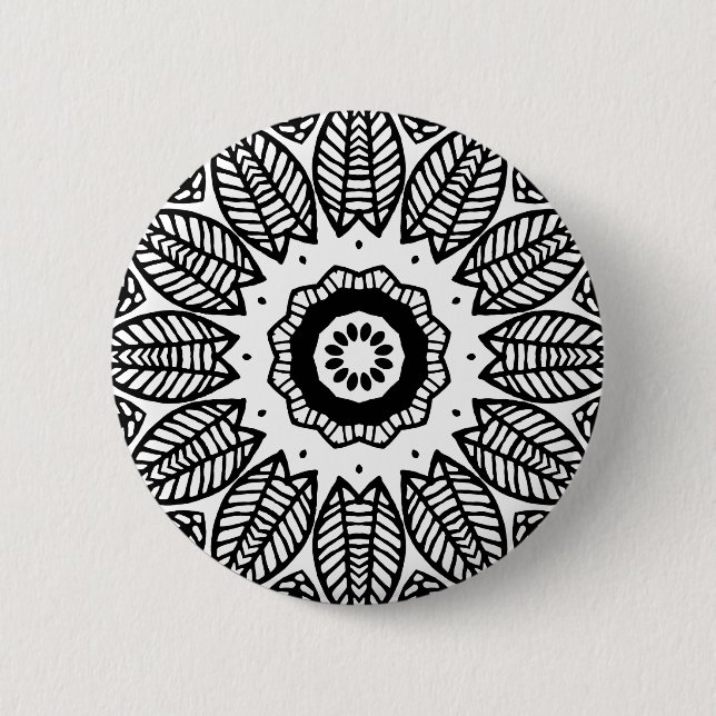Organic Geometry 017 - Black on White 6 Cm Round Badge (Front)