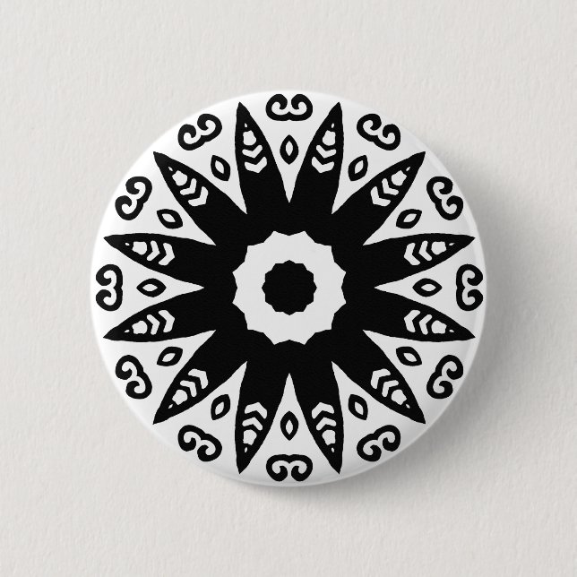 Organic Geometry 01 - Black on White 6 Cm Round Badge (Front)