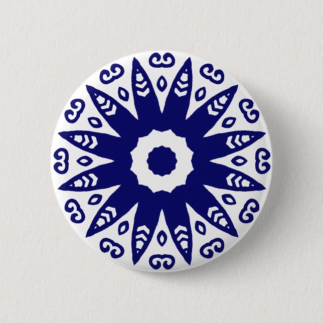 Organic Geometry 01 - Deep Navy on White 6 Cm Round Badge (Front)