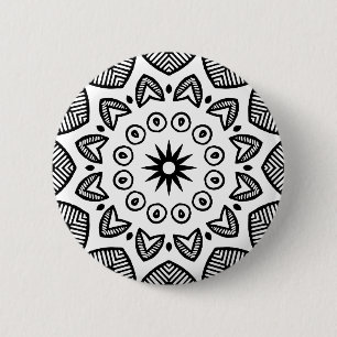 Organic Geometry 020 - Black on White 6 Cm Round Badge