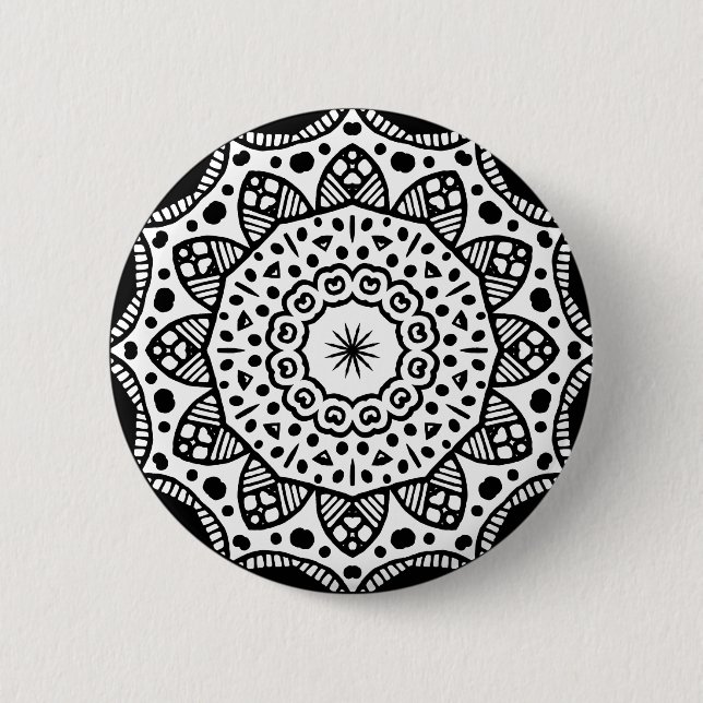 Organic Geometry 022 - Black on White 6 Cm Round Badge (Front)